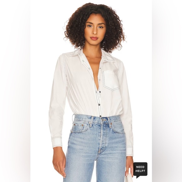 NWT Free People Power Move Long Sleeve Button-Up Bodysuit size XS - Picture 2 of 9